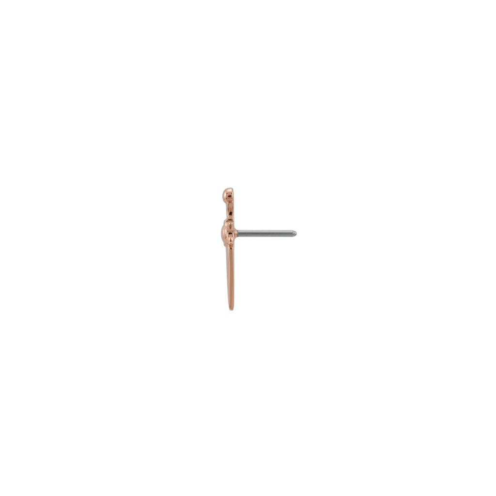 Long Dagger End - 18K Gold Threadless End - piercing - zone.com