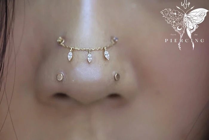 Lyric – Marquise CZ Leaf Charms – 14K Gold Chain