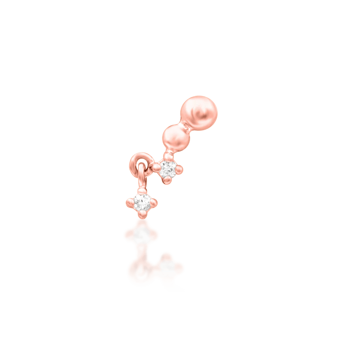 Ambient – 14K Gold Threadless End with Twin CZs | Piercing-Zone
