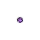Macro shot of amethyst threadless stud for modern piercings