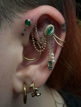 Verity – Emerald – 14K Gold Threadless End
