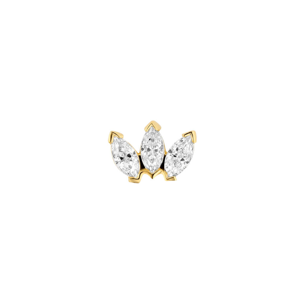 Marquise Fan - 18K Gold Lab Diamond Threadless End- piercing - zone.com