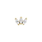 Marquise Fan - 18K Gold Lab Diamond Threadless End- piercing - zone.com