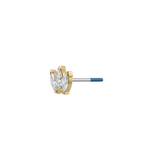 Marquise Fan - 18K Gold Lab Diamond Threadless End- piercing - zone.com