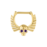Memento Mori Straight Clicker with Gems – 14K & 18K Gold