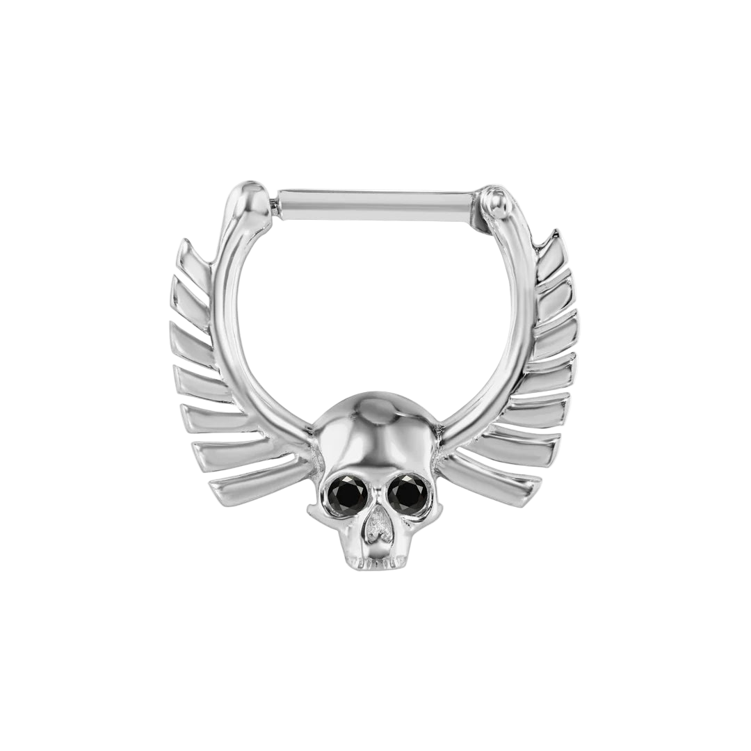 Memento Mori Straight Clicker with Gems – 14K & 18K Gold