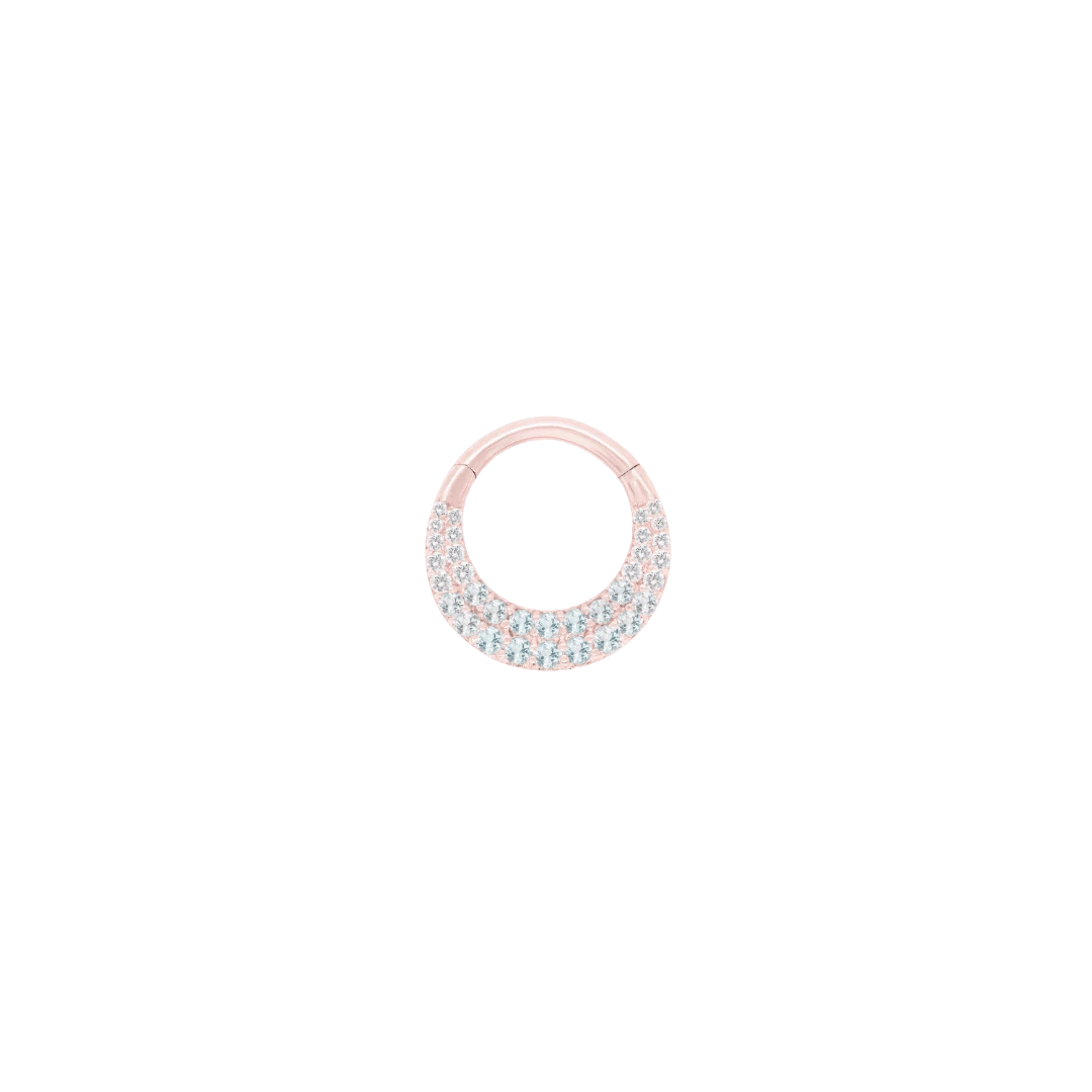 Metamorphosis septum clicker in 14k rose gold – ombré gemstones in radiant hues