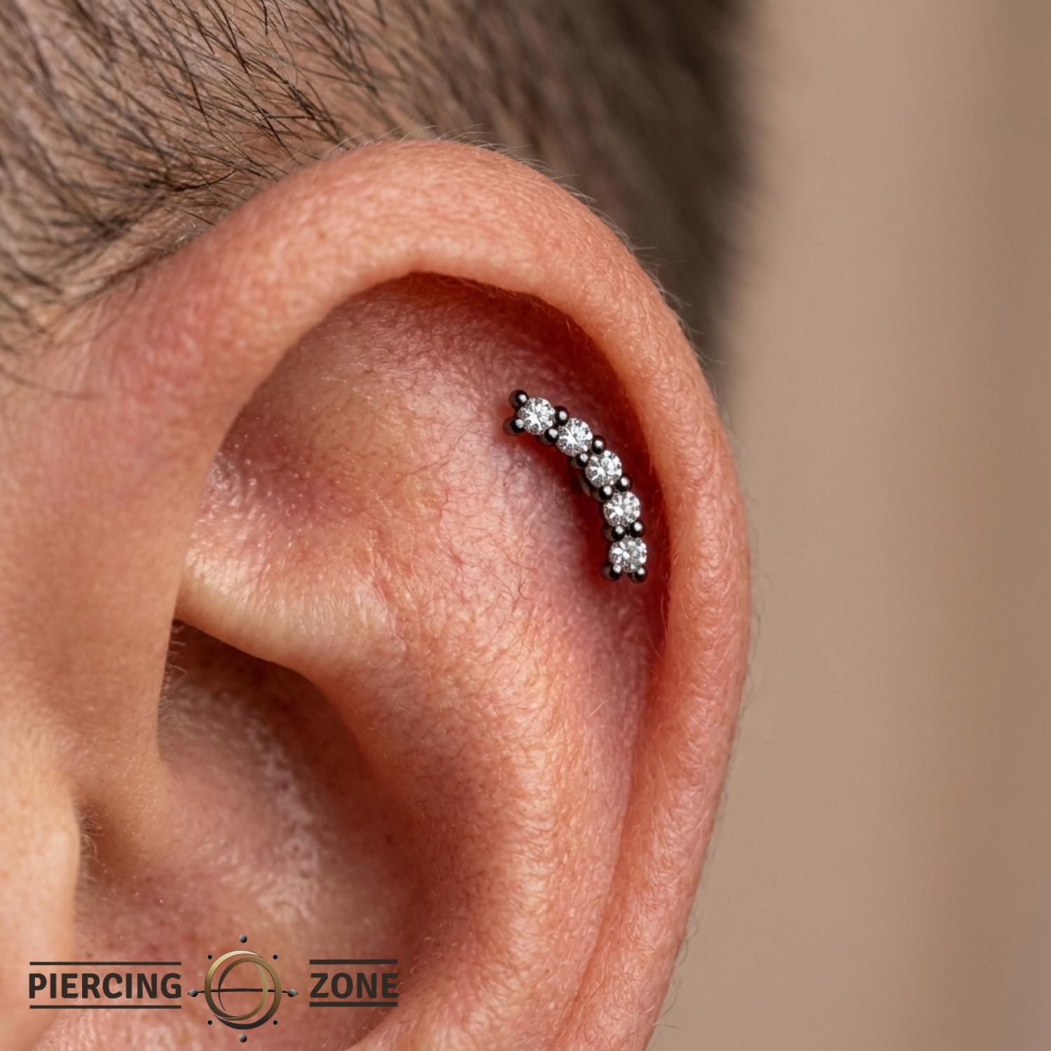 Miami - 14K Gold 5 Stone Arc Threadless/Threaded End