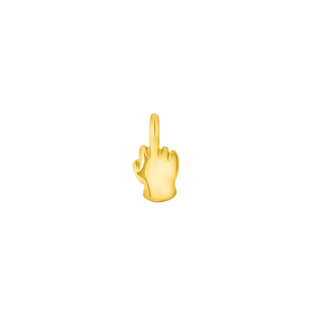 Model Wearing Middle Finger Emoji in Helix Piercing – Playful Styling
