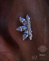 Mini Valentina 14K Gold Threadless End with CZ Fan Cluster – Front View

