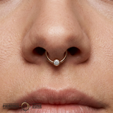 Minimal Spark - 14K Gold Round Stone Fixed Bead Ring