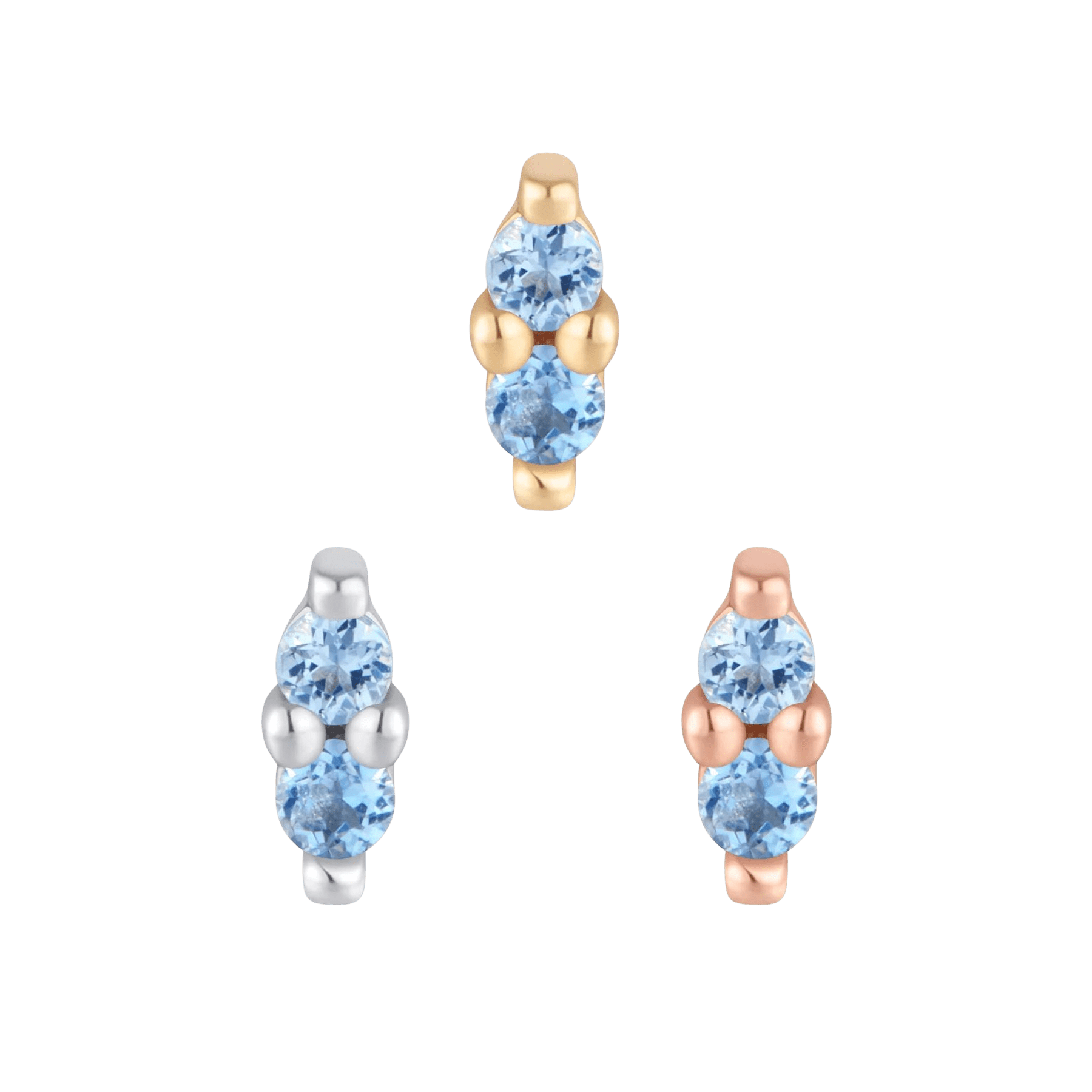 Mishka 2 London Blue Topaz Threadless End – 14K Gold Charm