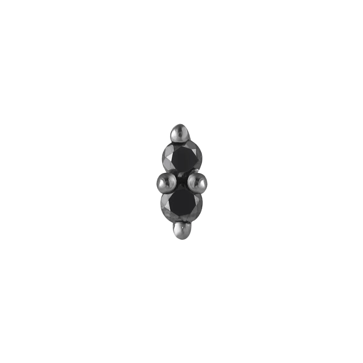 MISHKA PRONG 2 - BLACK DIAMOND + RHODIUM - THREADLESS END piercing-zone.com
