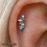 Mixt – London Blue Topaz, White Topaz & CZ Cluster – 14K Gold Threadless End
