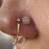 Model Wearing Saint in Flat Piercing – Minimalist Styling

