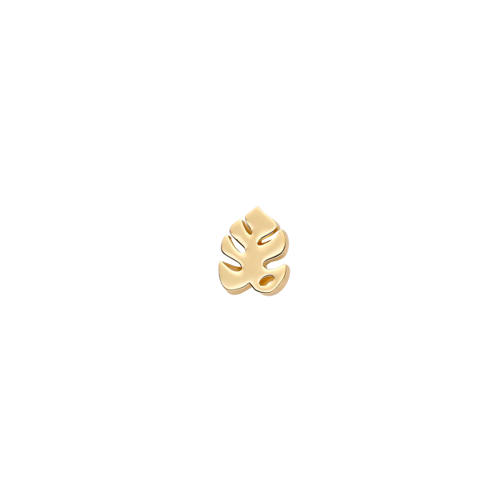 Monstera End - 18K Gold Threadless/Threaded End - piercing - zone.com