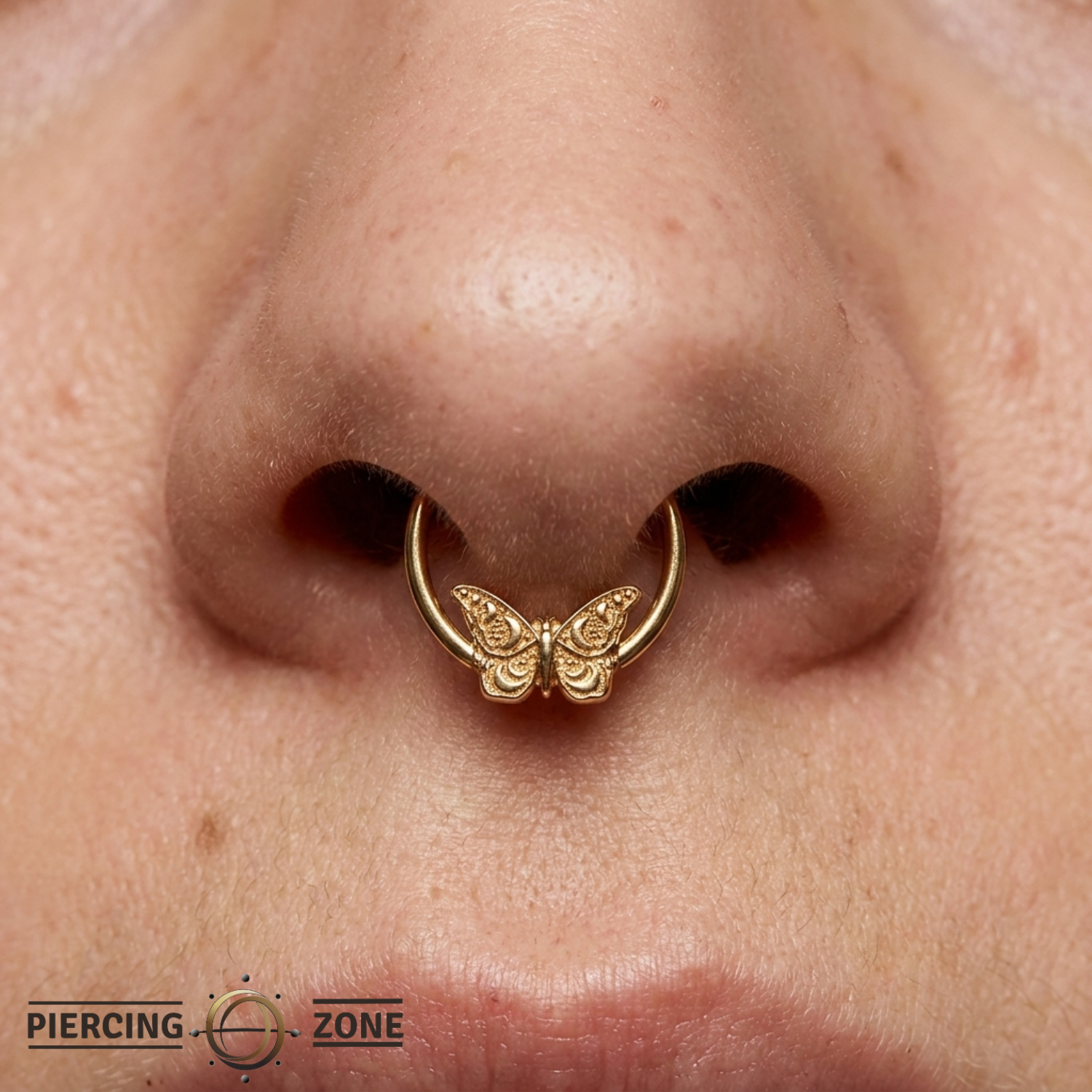 Moonlit Flutter - 14K Gold Butterfly Fixed Bead Ring