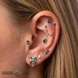 Moss Agate Pear – 14K Gold Threadless End