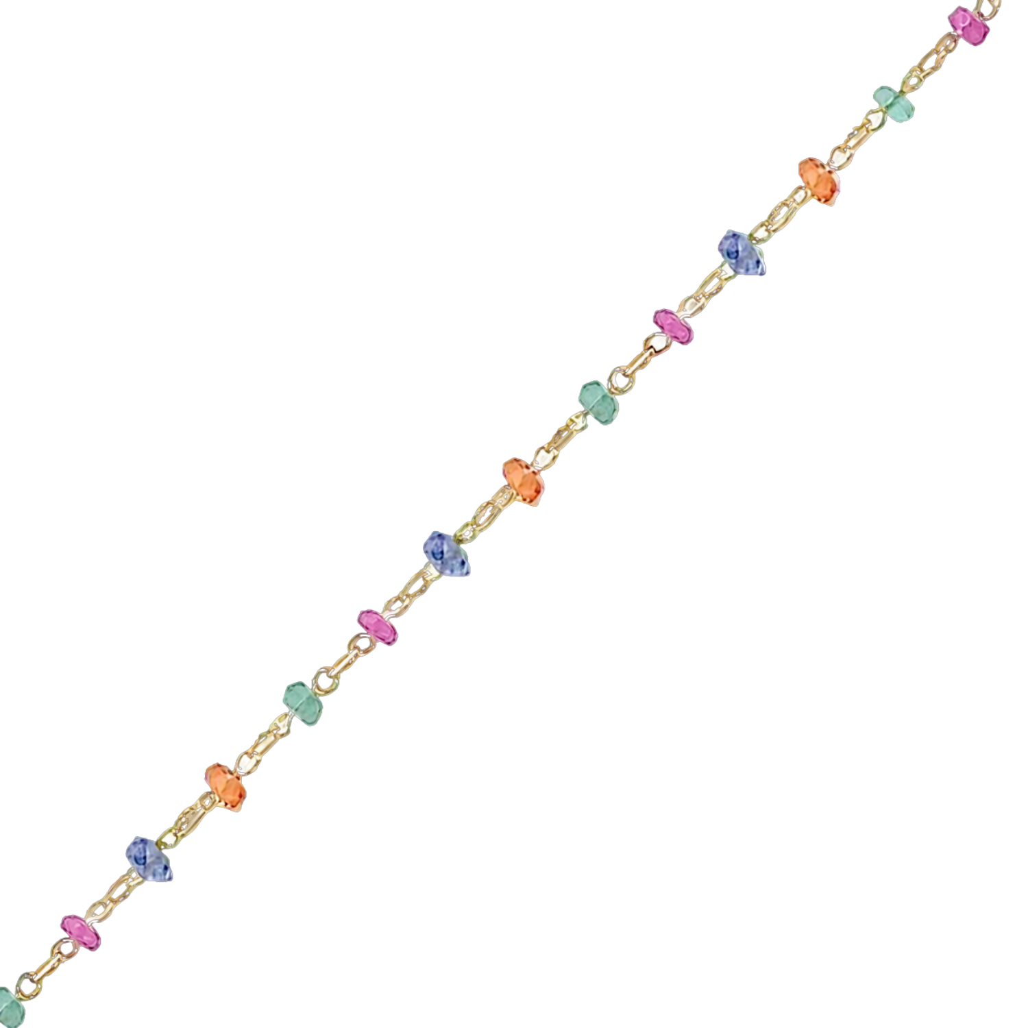 Multi-Color Sapphire Bead Chain – 18K Gold Gemstone Chain