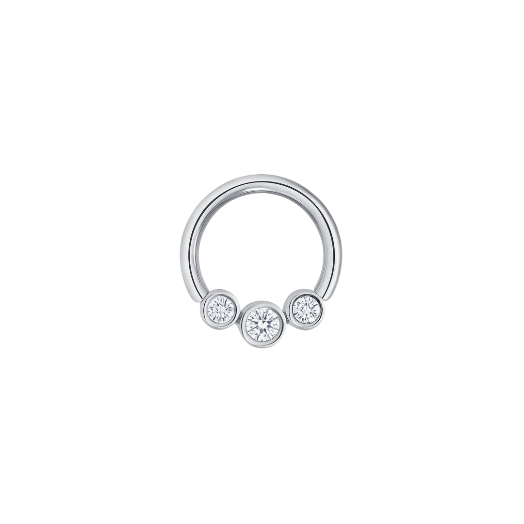 3 Gem Bezel Cluster Seamless Ring – 14K Gold Cup & Divot Design