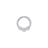 3 Gem Bezel Cluster Seamless Ring – 14K Gold Cup & Divot Design