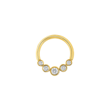 5 Gem Bezel Cluster Seamless Ring – 14K Gold Multi-Size Gem Arc