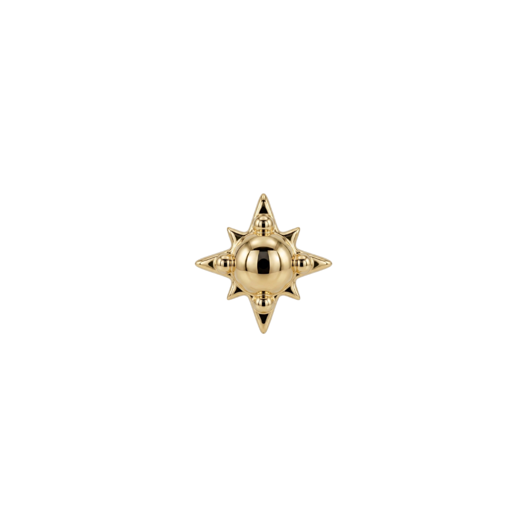 NorthStar Dome - 18K Gold Threadless End - piercing - zone.com