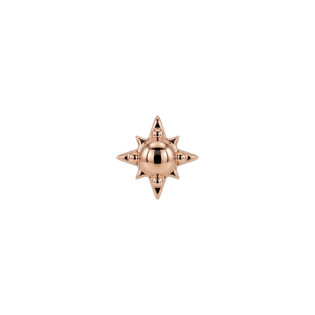 NorthStar Dome - 18K Gold Threadless End - piercing - zone.com