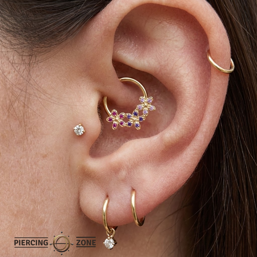 Alyssa Gradient Seamless Ring – 14K Gold Triple-Gem Colorflow Design