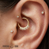 5 Prong Filigree Seamless Ring – 14K Gold Cup & Divot Design