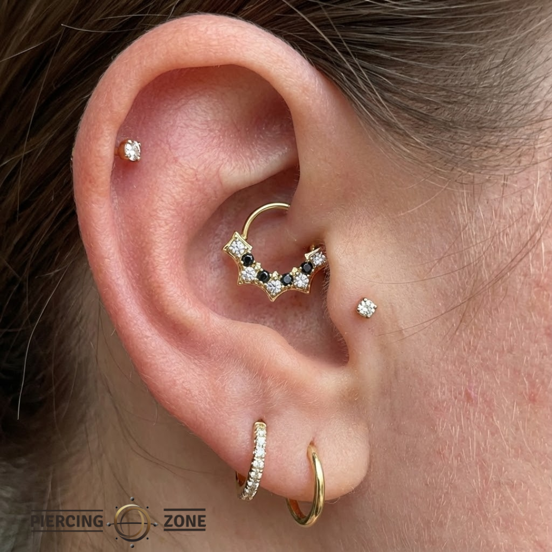 Nocturne Seamless Ring – 14K Gold Nine-Gem Arc Design