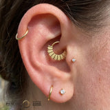 Solara Double-Sided Seamless Ring – 14K Gold Sandblasted Design