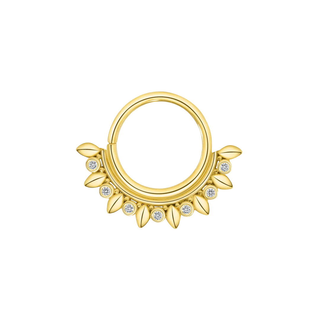 Ani Seamless Ring – 14K Gold Cup & Divot Design