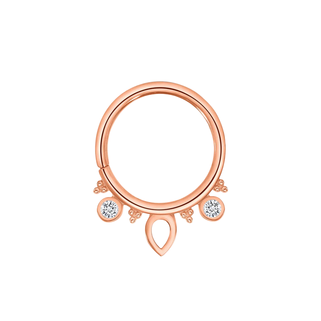 Lillian Seamless Ring – 14K Gold Petite Dual-Gem Design