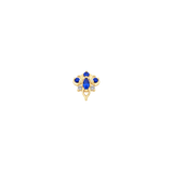 Oleander - 14K Gold Lab Blue Sapphire Threadless End - piercing - zone.com