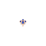 Oleander - 14K Gold Lab Blue Sapphire Threadless End - piercing - zone.com