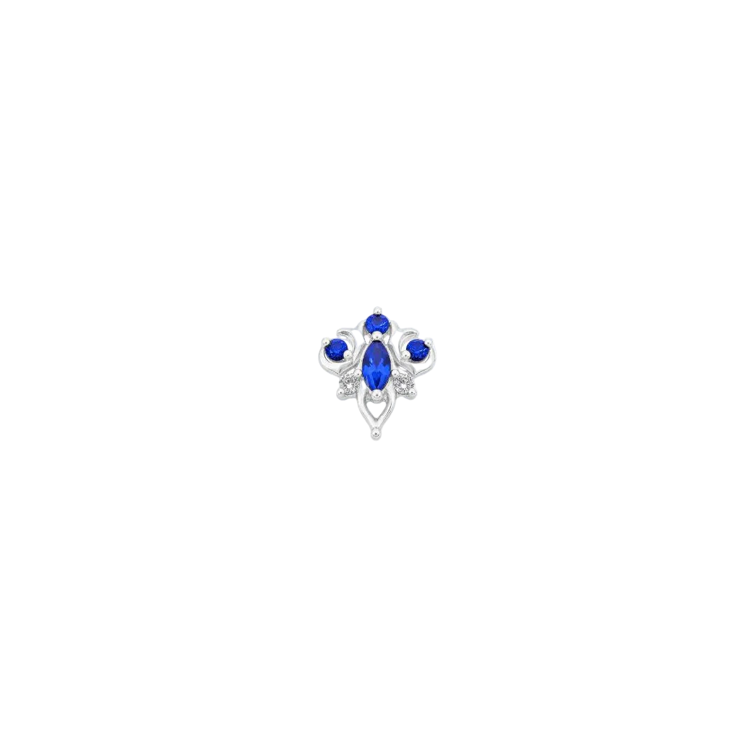 Oleander - 14K Gold Lab Blue Sapphire Threadless End - piercing - zone.com