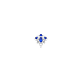 Oleander - 14K Gold Lab Blue Sapphire Threadless End - piercing - zone.com
