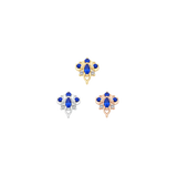 Oleander - 14K Gold Lab Blue Sapphire Threadless End - piercing - zone.com