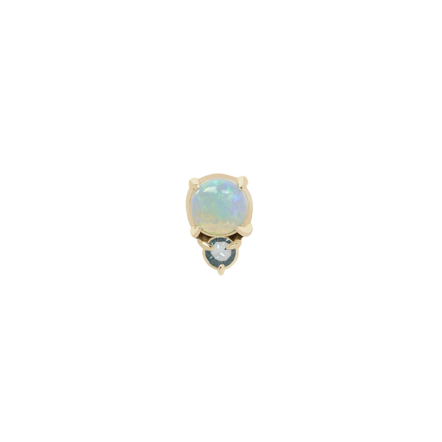 Afterglow styled in flat or nostril – opal with pink sapphire accent