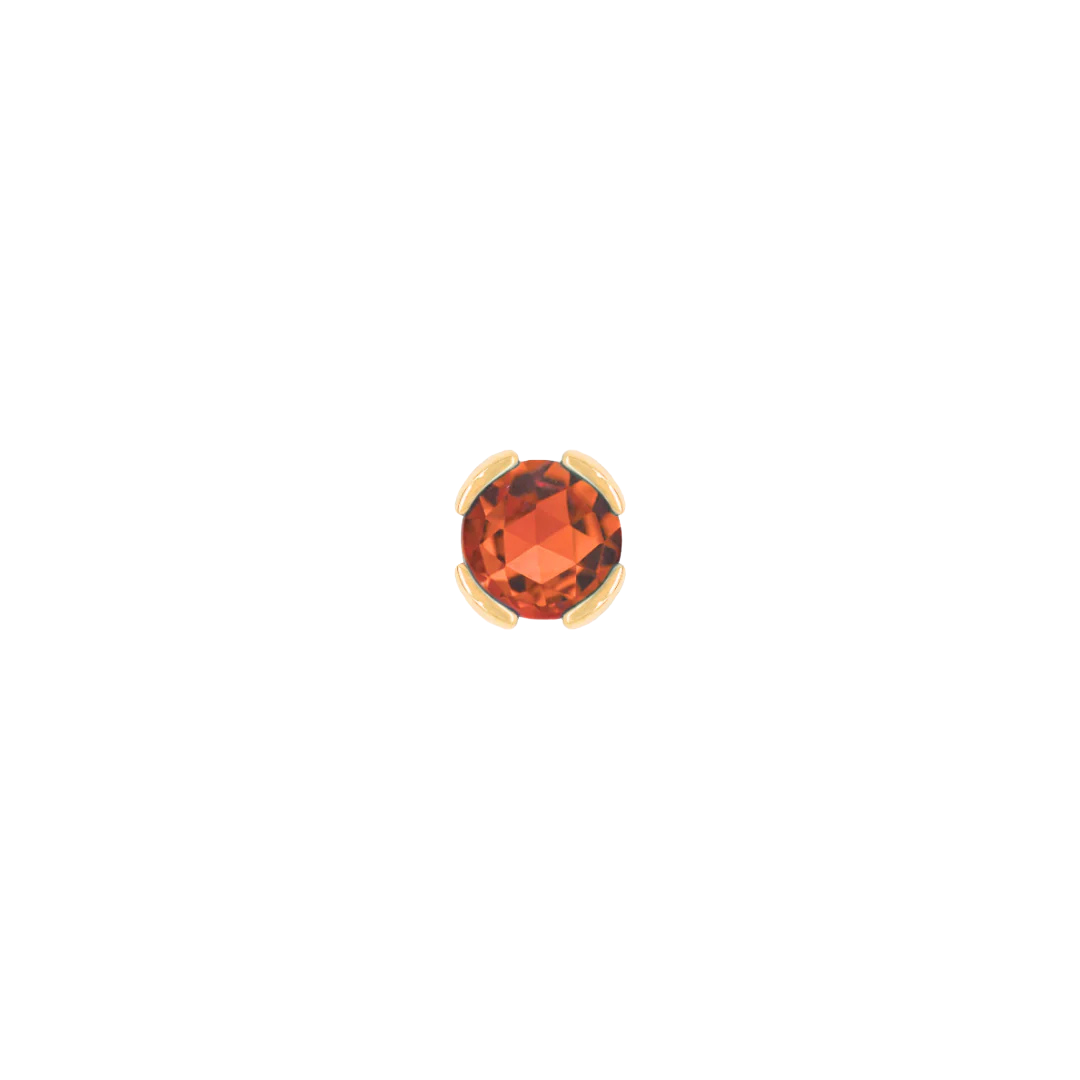 Orange garnet threadless end in 14k gold demi bezel setting