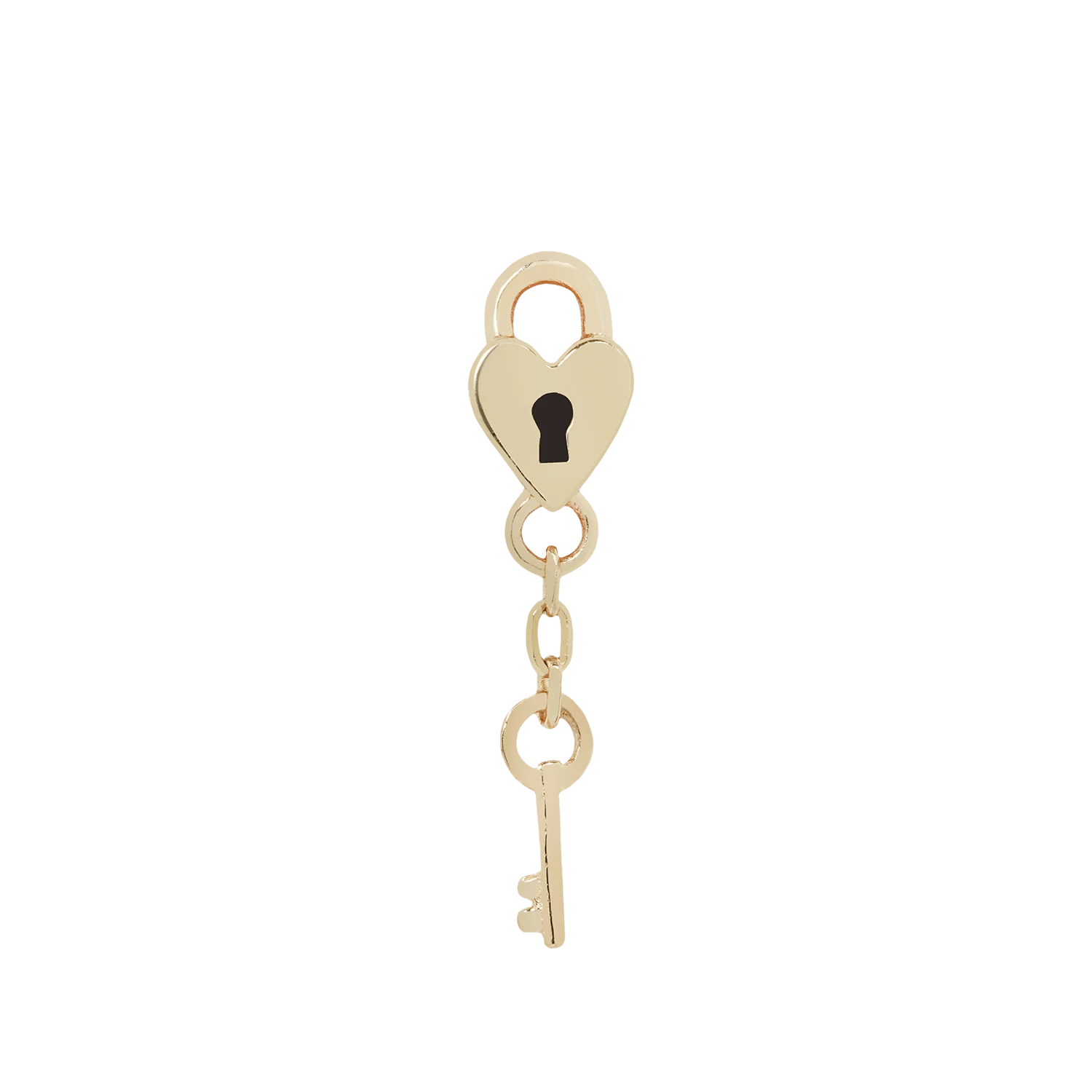 Key To My Heart threadless end in 14K gold – heart padlock design
