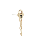 Vertical heart-shaped gold padlock piercing end