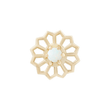 Passion Flower threadless end in 14K gold with white opal