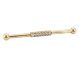 Pavé Line - 14K Gold Gem Straight Barbell - piercing - zone.com