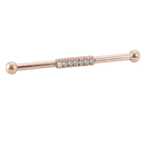 Pavé Line - 14K Gold Gem Straight Barbell - piercing - zone.com