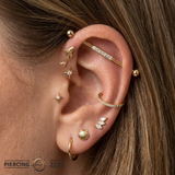 Pavé Line - 14K Gold Gem Straight Barbell