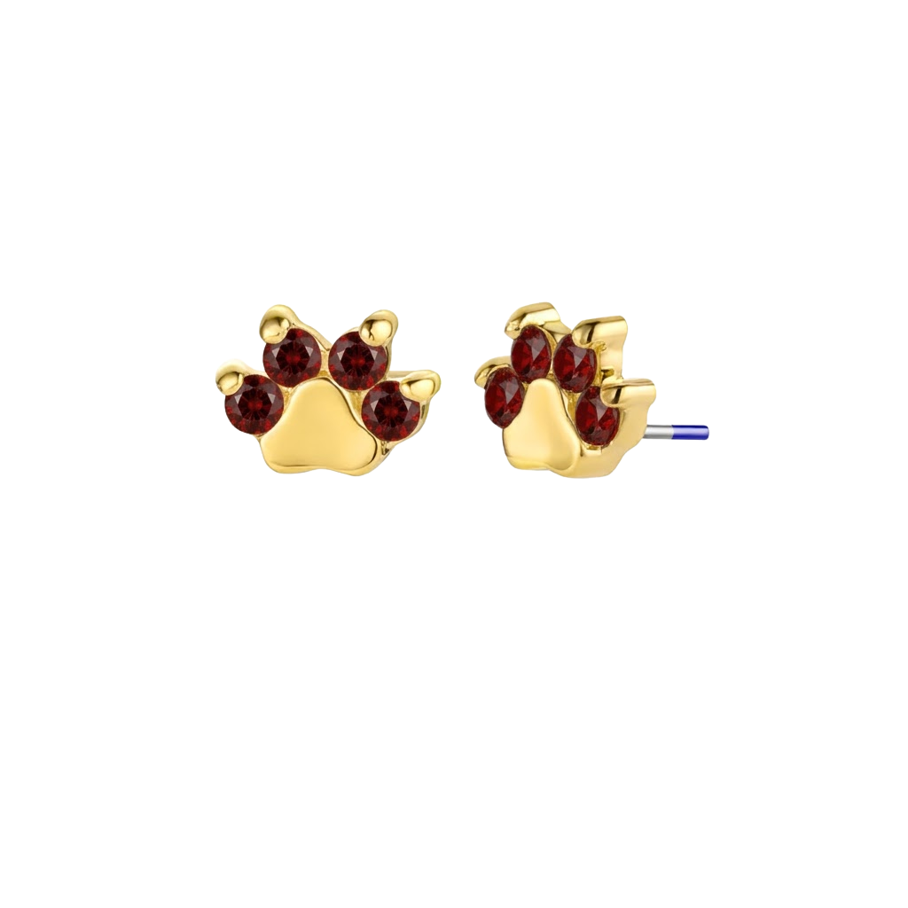Paw Print - 18K Gold Genuine Gem Threadless/Threaded End - piercing - zone.com