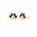 Paw Print - 18K Gold Genuine Gem Threadless/Threaded End - piercing - zone.com