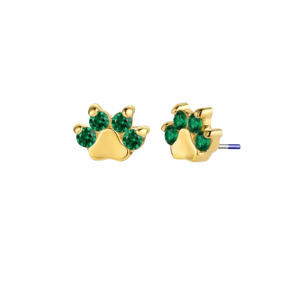 Paw Print - 18K Gold Genuine Gem Threadless/Threaded End - piercing - zone.com